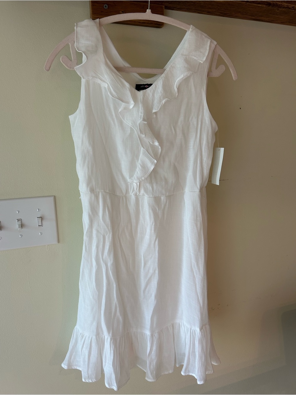 Amy Byer White Ruffle V-Neck Sundress